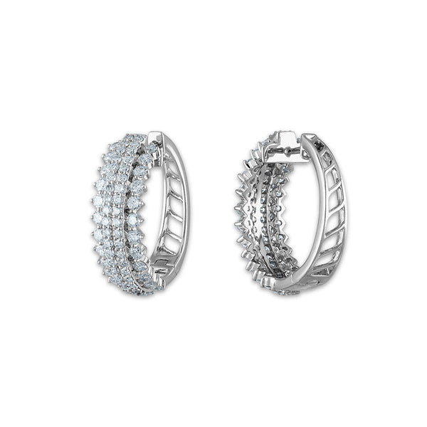 Signature EcoLove 2 CTW Lab Grown Diamond Hoop Earrings in 14KT White Gold