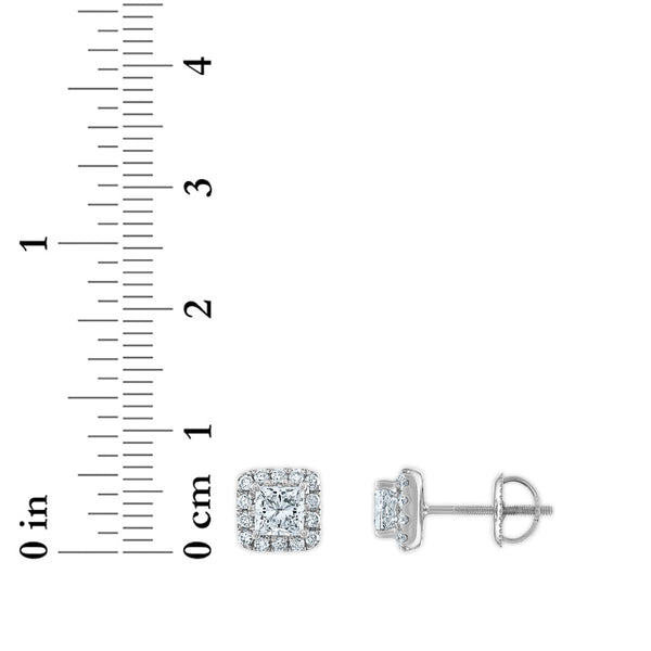 Signature EcoLove 1 1/5 CTW Lab Grown Diamond Halo Stud Earrings in 14KT White Gold