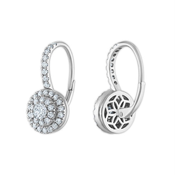 Signature EcoLove 1 CTW Lab Grown Diamond Cluster Halo Round Shaped Earrings in 14KT White Gold