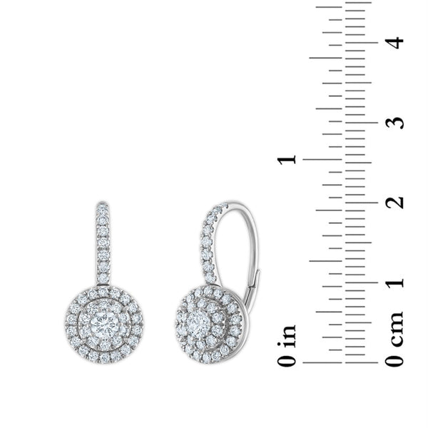 Signature EcoLove 1 CTW Lab Grown Diamond Cluster Halo Round Shaped Earrings in 14KT White Gold