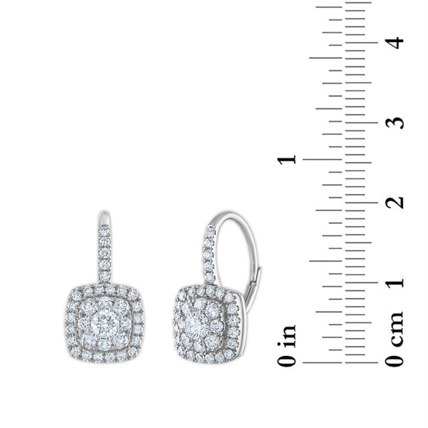 Signature EcoLove 1-1/10 CTW Lab Grown Diamond Cluster Halo Cushion Shaped Earrings in 14KT White Gold