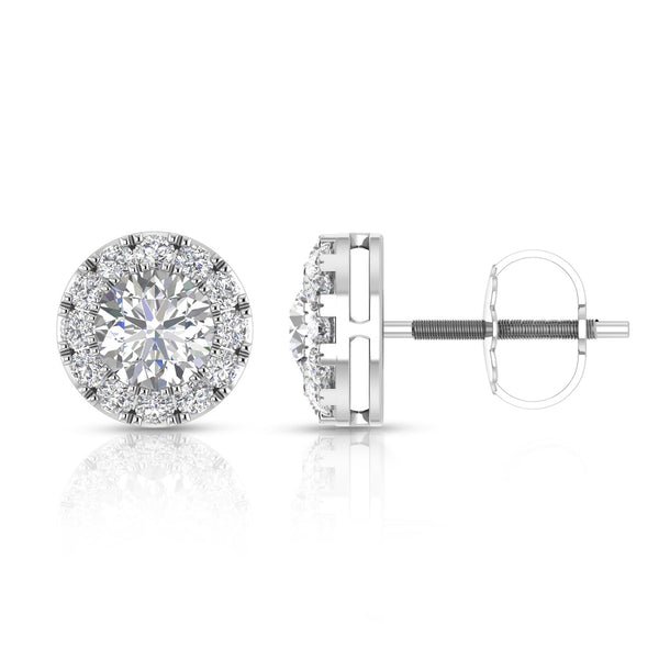 Signature EcoLove 2 CTW Lab Grown Diamond Halo Stud Earrings in 14KT White Gold