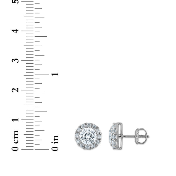 Signature EcoLove 2 CTW Lab Grown Diamond Halo Stud Earrings in 14KT White Gold