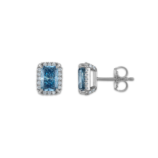 Signature EcoLove 2-1/4 CTW fancy Blue Lab Grown Diamond Earrings in 14KT White Gold