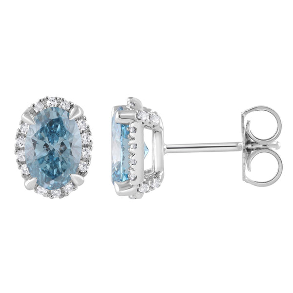 Signature EcoLove 2-1/4 CTW Fancy Blue Lab Grown Diamond Earrings in 14KT White Gold