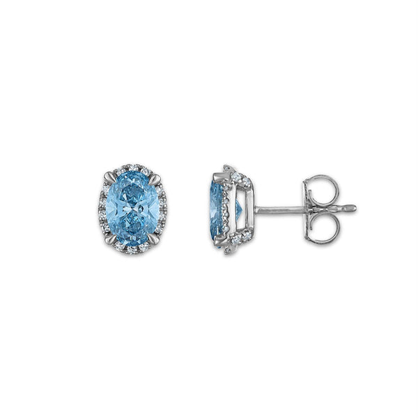 Signature EcoLove 2-1/4 CTW Fancy Blue Lab Grown Diamond Earrings in 14KT White Gold