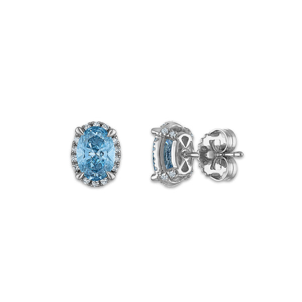 Signature EcoLove 2-1/4 CTW Fancy Blue Lab Grown Diamond Earrings in 14KT White Gold