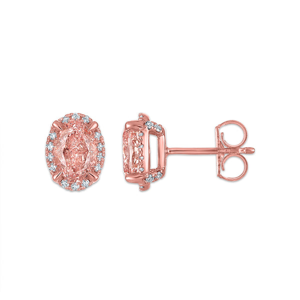 Signature EcoLove 2-1/4 CTW Fancy Pink Lab Grown Diamond Earrings in 14KT Rose Gold