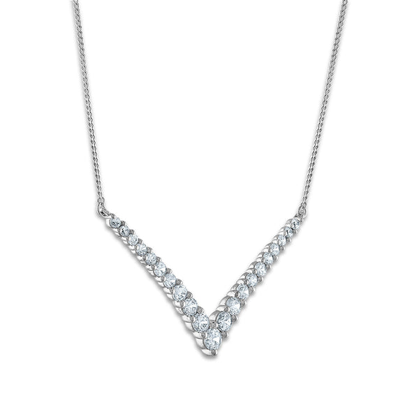 Signature EcoLove 3/4 CTW Lab Grown Diamond Chevron Design 17-inch Necklace in 14KT White Gold