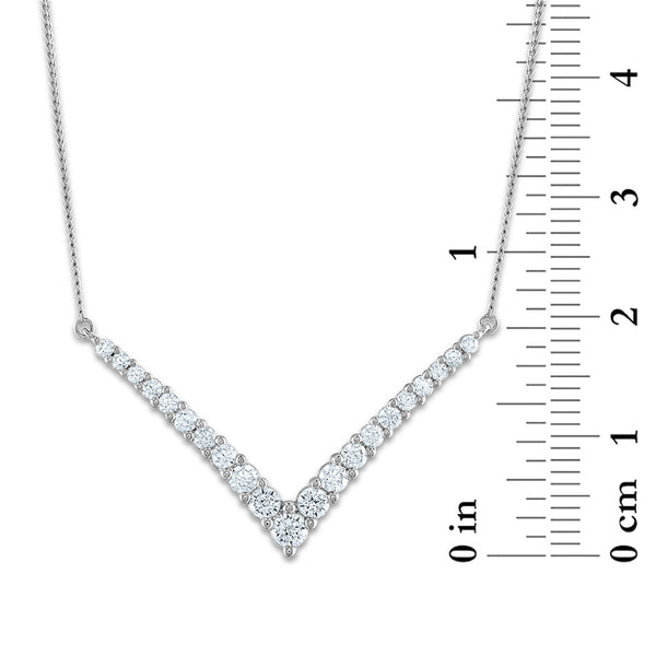 Signature EcoLove 3/4 CTW Lab Grown Diamond Chevron Design 17-inch Necklace in 14KT White Gold