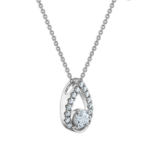 Signature EcoLove 1/2 CTW Lab Grown Diamond Fashion Teardrop 18-inch Pendant in 14KT White Gold