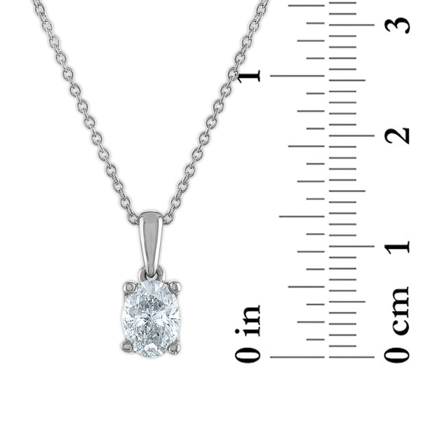 Signature EcoLove 3/4 CTW Lab Grown Diamond Solitaire Oval Shaped 18-inch Pendant in 14KT White Gold