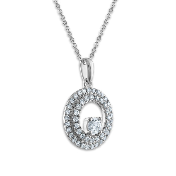 Signature EcoLove 3/4 CTW Lab Grown Diamond Halo Fashion Circle 18-inch Pendant in 14KT White Gold