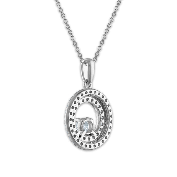 Signature EcoLove 3/4 CTW Lab Grown Diamond Halo Fashion Circle 18-inch Pendant in 14KT White Gold