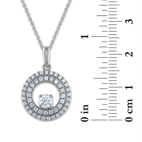 Signature EcoLove 3/4 CTW Lab Grown Diamond Halo Fashion Circle 18-inch Pendant in 14KT White Gold