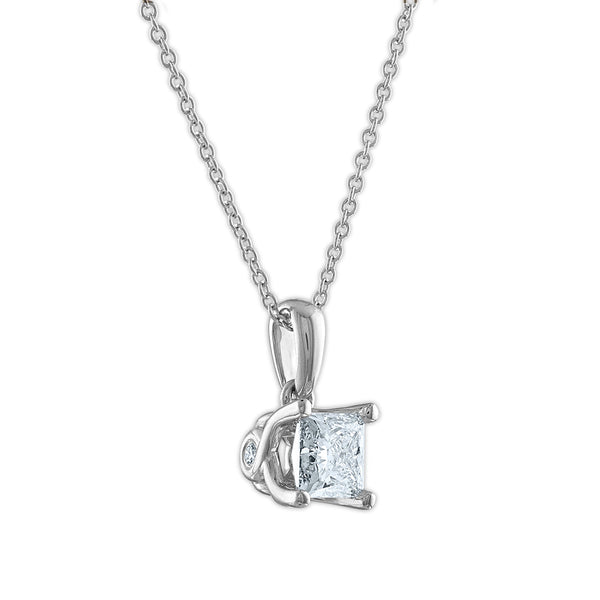 Signature EcoLove 3/4 CTW Lab Grown Diamond Solitaire Princess Cut 18-inch Pendant in 14KT White Gold