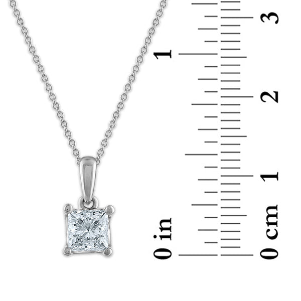 Signature EcoLove 3/4 CTW Lab Grown Diamond Solitaire Princess Cut 18-inch Pendant in 14KT White Gold