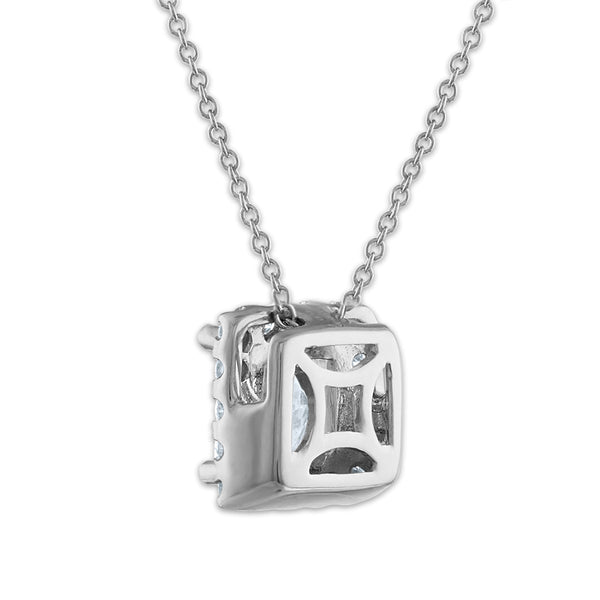 Signature EcoLove 1 CTW Lab Grown Diamond Halo Princess Cut 18-inch Pendant in 14KT White Gold