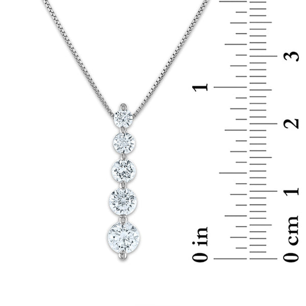 Signature EcoLove 1 CTW Lab Grown Diamond 5 Stone 18-inch Pendant in 14KT White Gold