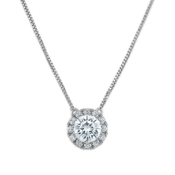 Signature EcoLove 1 1/3 CTW Lab Grown Diamond Halo 18-inch Pendant in 14KT White Gold