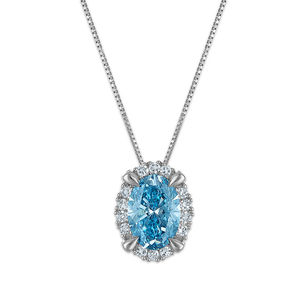 Signature EcoLove 1-3/4 CTW Fancy Blue Lab Grown Diamond Pendant in 14KT White Gold