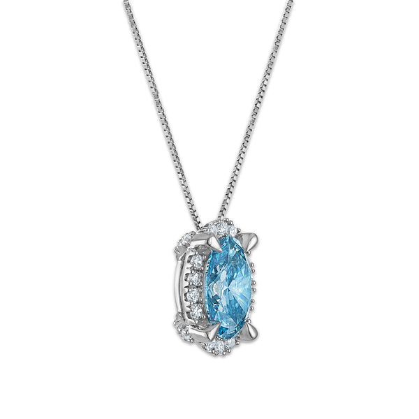 Signature EcoLove 1-3/4 CTW Fancy Blue Lab Grown Diamond Pendant in 14KT White Gold