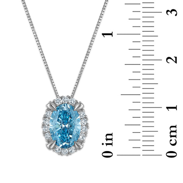 Signature EcoLove 1-3/4 CTW Fancy Blue Lab Grown Diamond Pendant in 14KT White Gold