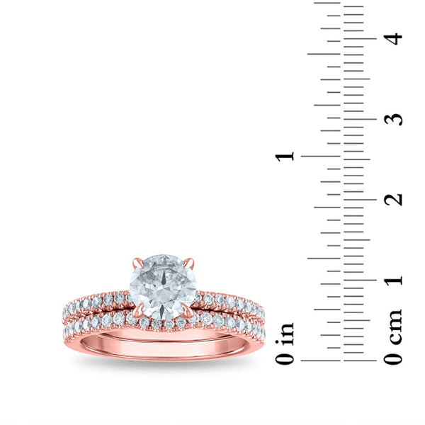 Signature EcoLove 1-1/2 CTW Lab Grown Diamond Bridal Set Ring in 14KT Rose Gold