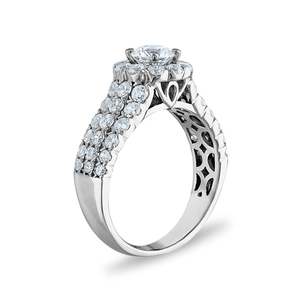 Signature EcoLove 3 CTW Lab Grown Diamond Halo Bridal Set Ring in 14KT White Gold