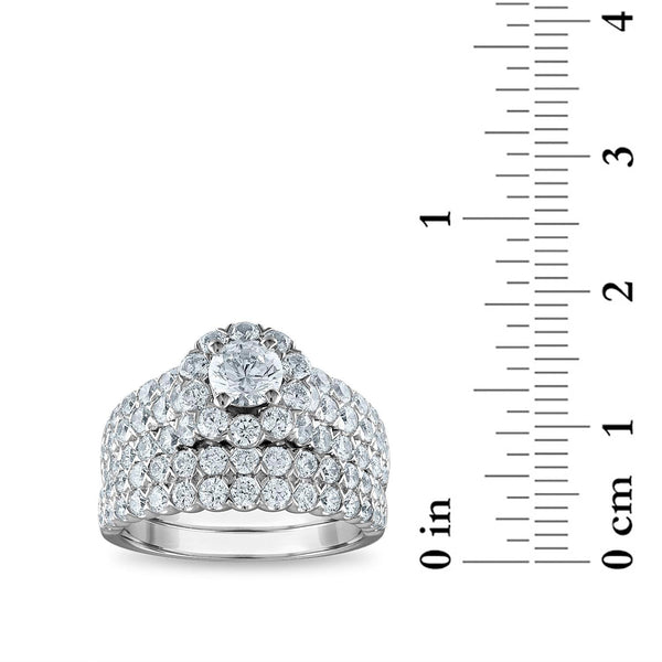 Signature EcoLove 3 CTW Lab Grown Diamond Halo Bridal Set Ring in 14KT White Gold