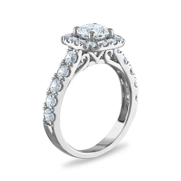 Signature EcoLove Diamond Dreams 3 CTW Lab Grown Diamond Halo Bridal Set in 14KT White Gold