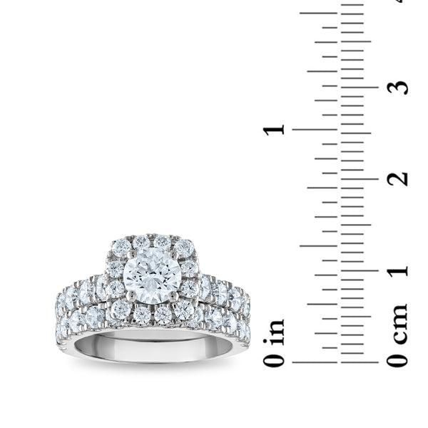 Signature EcoLove Diamond Dreams 3 CTW Lab Grown Diamond Halo Bridal Set in 14KT White Gold