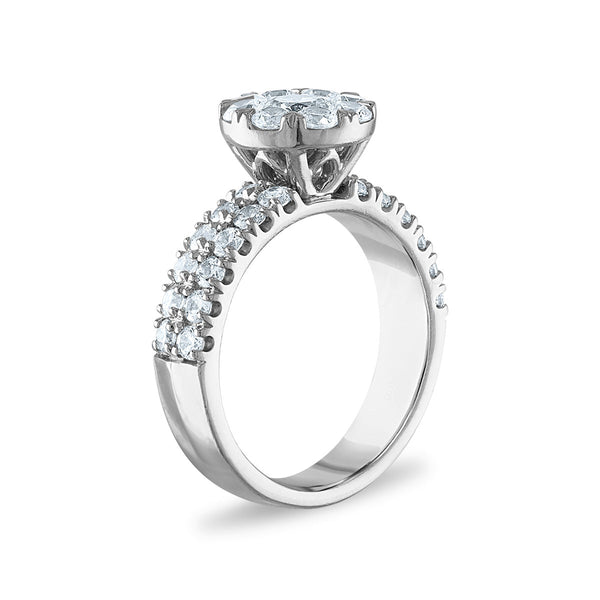 Signature EcoLove 2-1/2 CTW Lab Grown Diamond Cluster Bridal Set Ring in 14KT White Gold