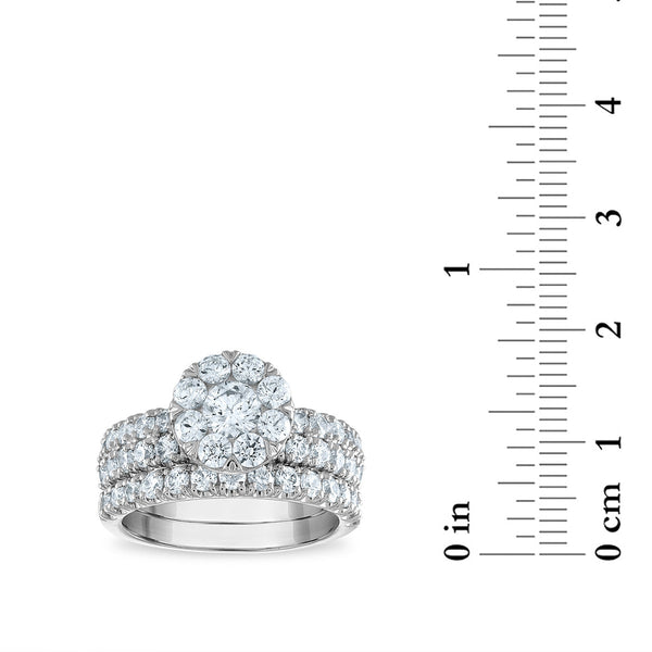 Signature EcoLove 2-1/2 CTW Lab Grown Diamond Cluster Bridal Set Ring in 14KT White Gold