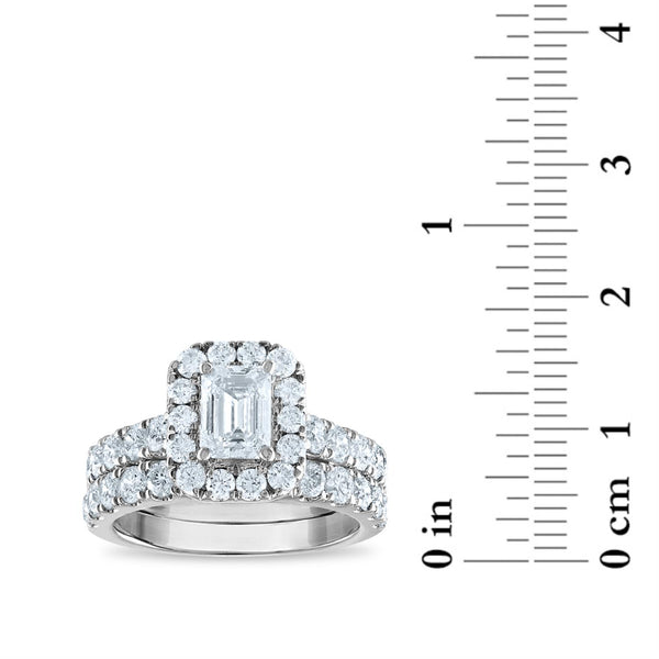 Signature EcoLove Diamond Dreams 3 CTW Lab Grown Diamond Halo Bridal Set in 14KT White Gold