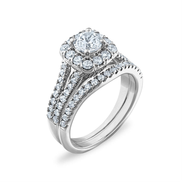 Signature EcoLove 1 3/4 CTW Lab Grown Diamond Halo Bridal Set in 14KT White Gold