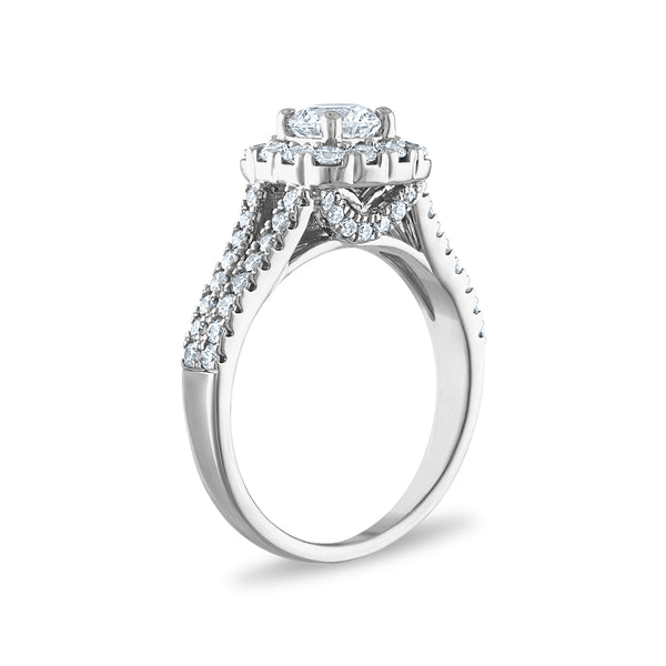 Signature EcoLove 1 3/4 CTW Lab Grown Diamond Halo Bridal Set in 14KT White Gold