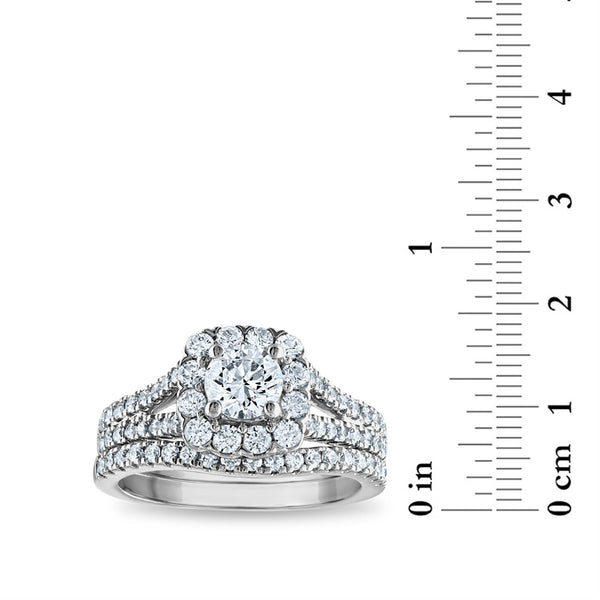 Signature EcoLove 1 3/4 CTW Lab Grown Diamond Halo Bridal Set in 14KT White Gold