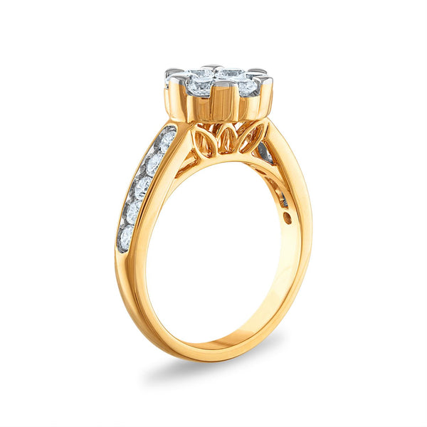 Signature EcoLove 2 CTW Lab Grown Diamond Cluster Bridal Set Ring in 14KT Yellow Gold