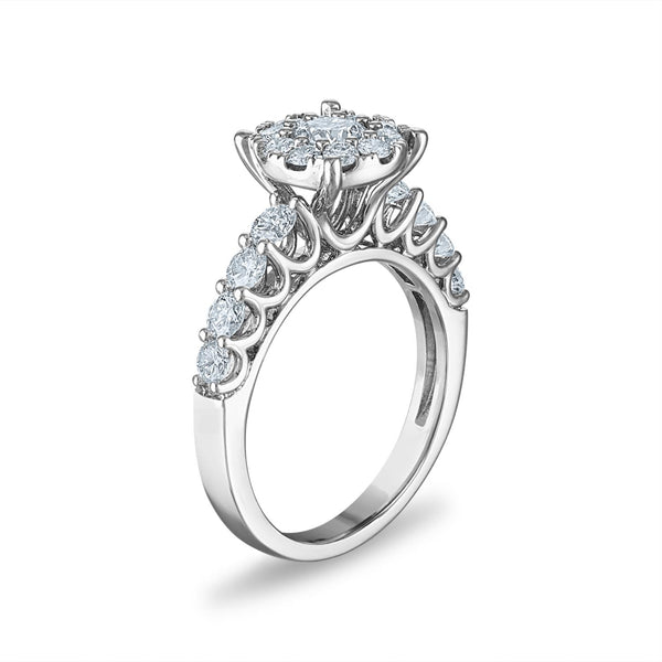 Signature EcoLove 2-1/4 CTW Lab Grown Diamond Halo Bridal Set Ring in 14KT White Gold