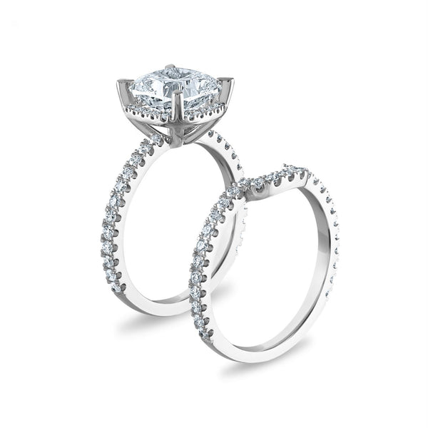 Signature EcoLove 3-3/4 CTW Lab Grown Diamond Halo Bridal Set in 14KT White Gold