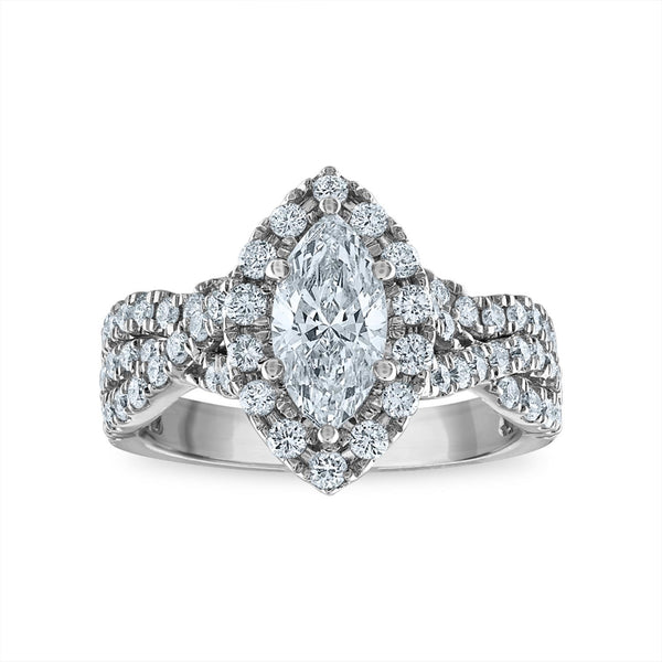 Signature EcoLove 2 CTW Lab Grown Diamond Halo Bridal Set in 14KT White Gold