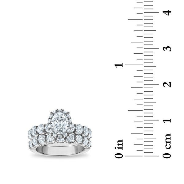 Signature EcoLove 3-1/2 CTW Lab Grown Diamond Halo Oval Shaped Bridal Set in 14KT White Gold