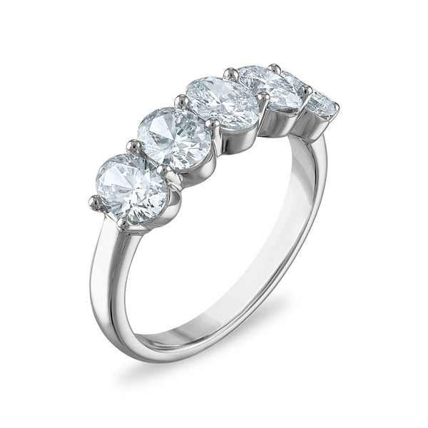 Signature EcoLove 2 CTW Lab Grown Diamond Anniversary Oval 5-Stone Ring in 14KT White Gold