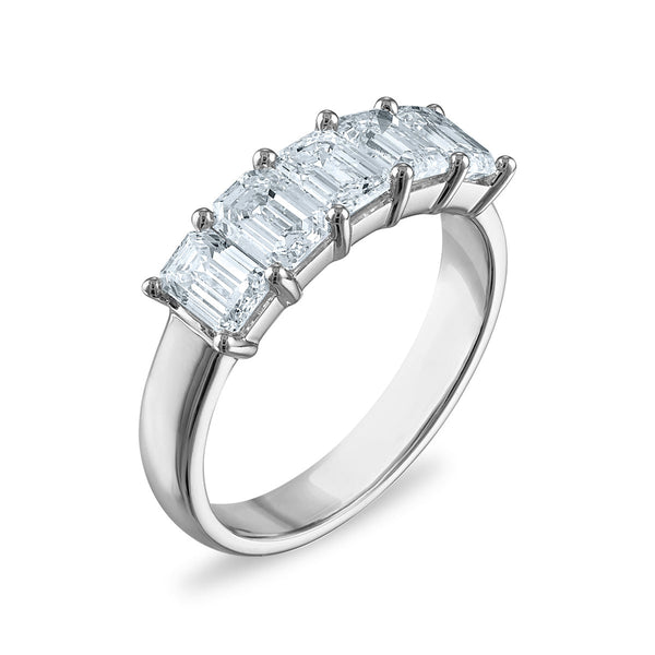 Signature EcoLove 2 CTW Lab Grown Diamond Anniversary Emerald Cut 5-Stone Ring in 14KT White Gold