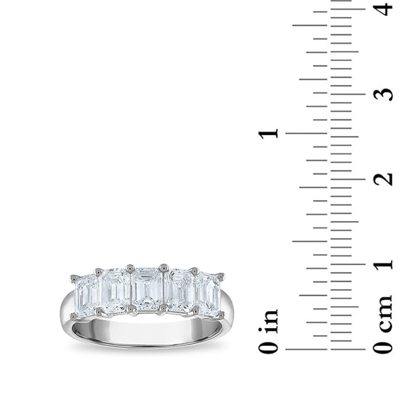 Signature EcoLove 2 CTW Lab Grown Diamond Anniversary Emerald Cut 5-Stone Ring in 14KT White Gold