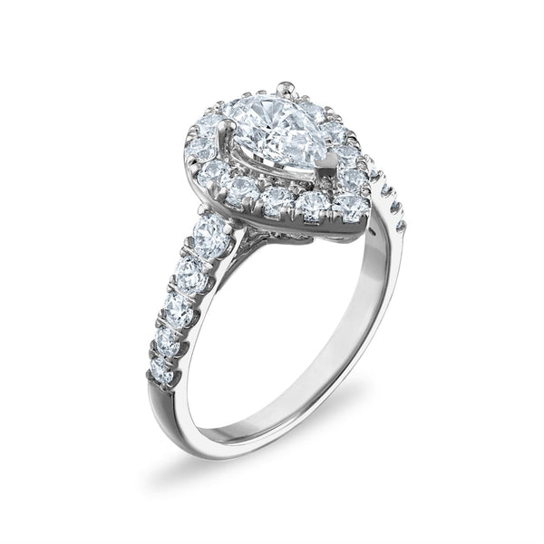 Signature EcoLove Diamond Dreams 2 CTW Lab Grown Diamond Halo Engagement Pear Shaped Ring in 14KT White Gold