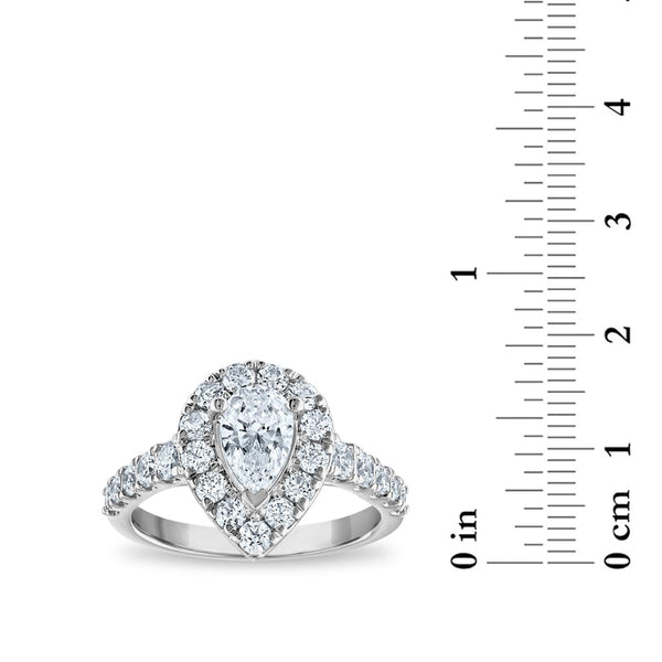 Signature EcoLove Diamond Dreams 2 CTW Lab Grown Diamond Halo Engagement Pear Shaped Ring in 14KT White Gold