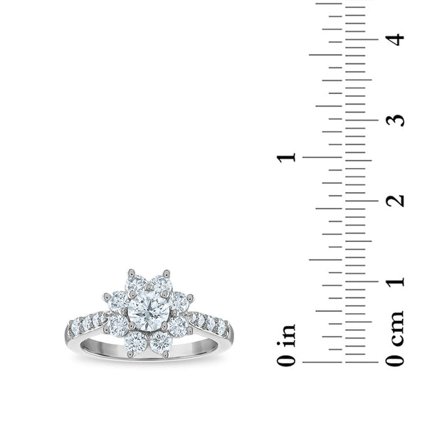 Signature EcoLove 1 1/3 CTW Lab Grown Diamond Engagement Flower Shaped Ring in 14KT White Gold