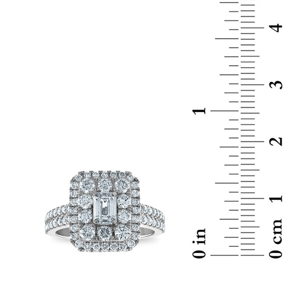 Signature EcoLove 1-3/4 CTW Lab Grown Diamond Halo Engagement Emerald Shaped Ring in 14KT White Gold